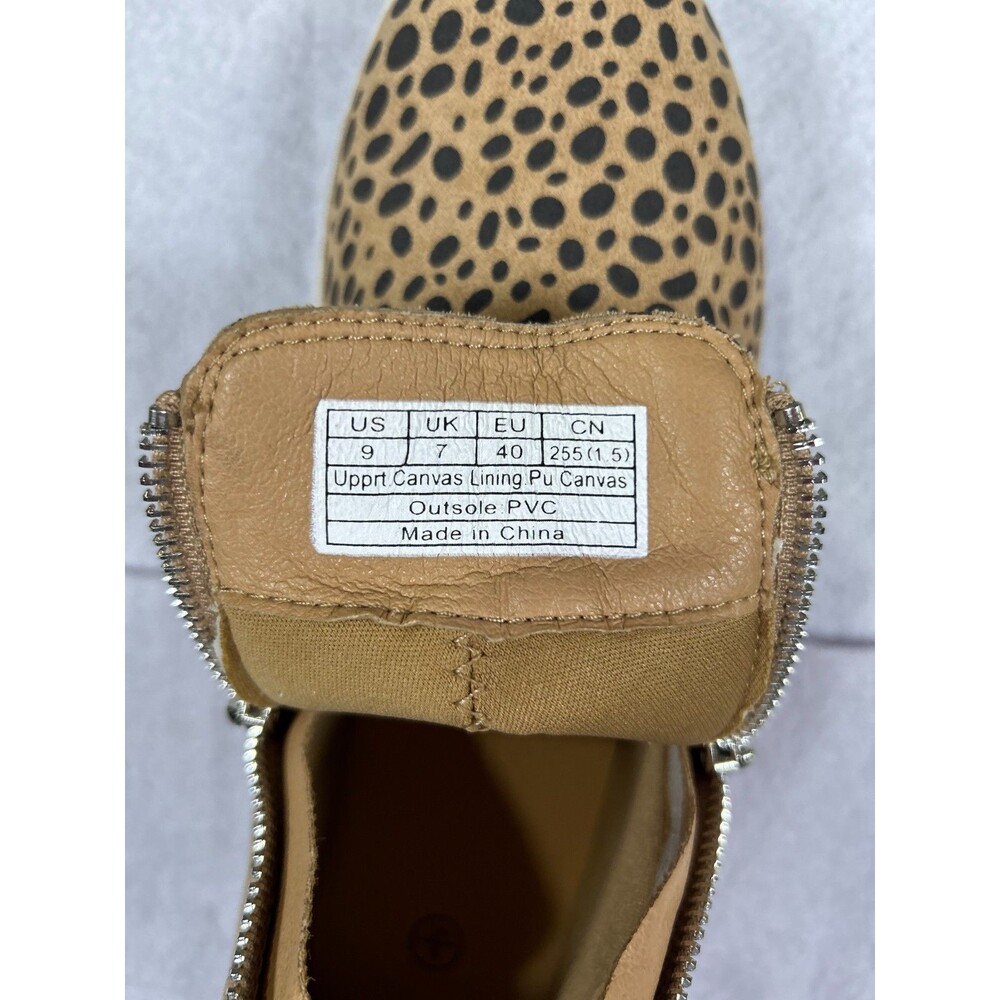 Women Leopard Print 9 Side-Zip Wedge Sneakers Faux Leather Upper Rubber Sole - Picture 7 of 13